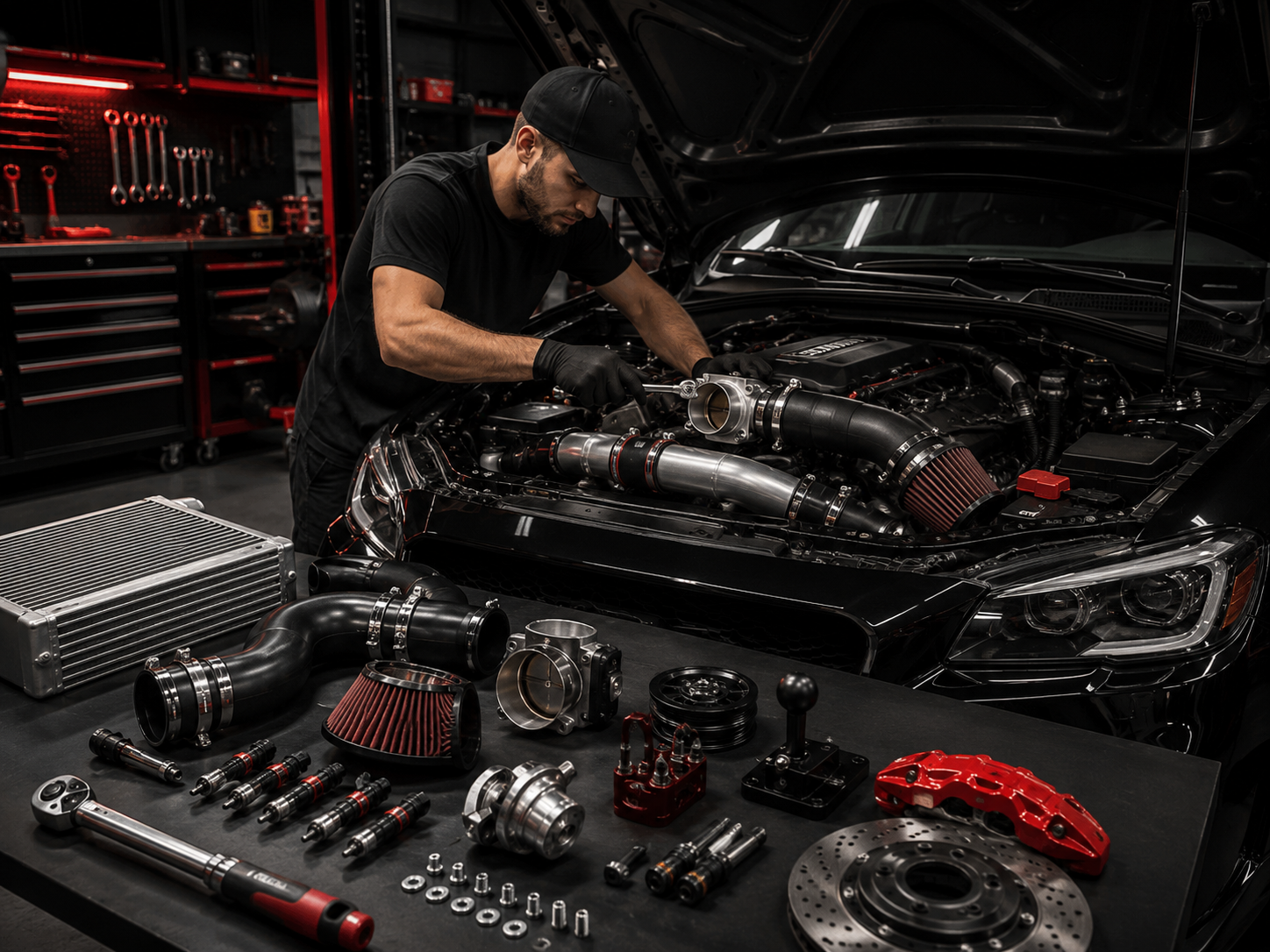 Bolt-on performance upgrades staged for installation