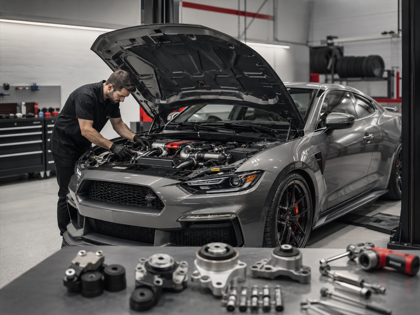 Engine and transmission mount upgrades for a restomod project