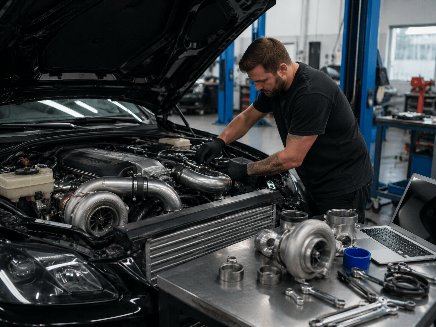 Turbocharger and supercharger installation work at Big South Performance